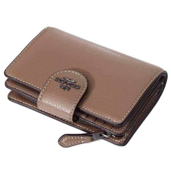 COACH（コーチ） 財布 ぺブルレザー ロゴ ミディアム コーナー ジップ