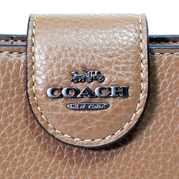 COACH（コーチ） 財布 ぺブルレザー ロゴ ミディアム コーナー ジップ