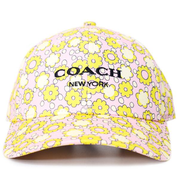 コーチ 帽子 COACH コットン シグネチャー 花柄 フラワー フローラル ロゴ キャップ ベースボール 帽子 ライム CBO67 COACH（コーチ） 帽子 コットン シグネチャー 花柄 フラワー