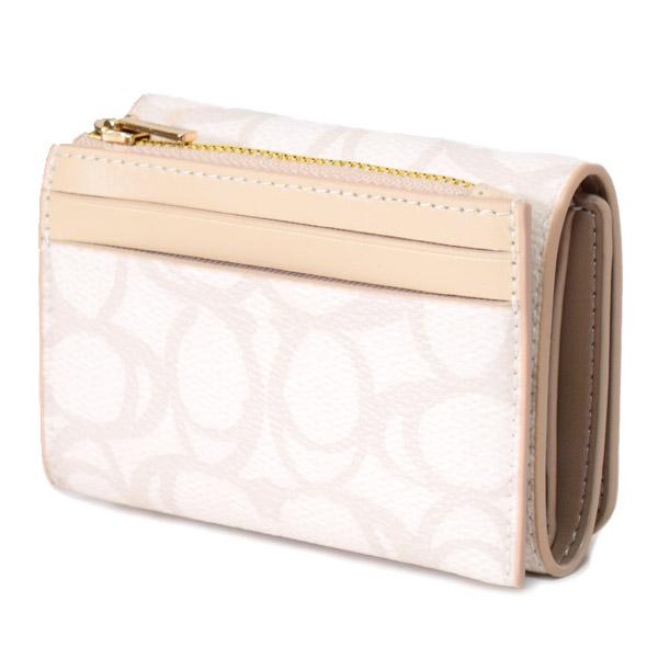 COACH アイボリー コンパクト財布 COACH（コーチ） 財布 コーティングキャンバス レザー シグネチャー