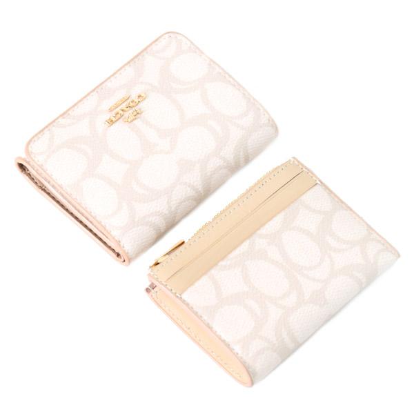 COACH アイボリー コンパクト財布 COACH（コーチ） 財布 コーティングキャンバス レザー シグネチャー