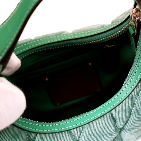 コーチ バッグ COACH デニム レザー 三日月型 キルティング カルメン ミニ ロゴ 2way チェーン クロスボディ 斜め掛け ショルダーバッグ ハンドバッグ アイビー×グリーン CBR11 COACH（コーチ） バッグ デニム レザー 三日月型 キルティング