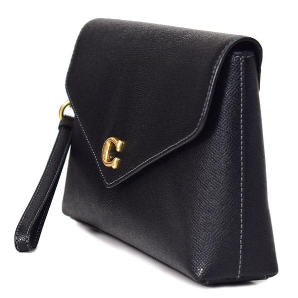 コーチ バッグ COACH クロスグレインレザー ロゴ ウィン リストレット フラップ ポーチ クラッチバッグ ブラック CC487 COACH（コーチ） バッグ クロスグレインレザー ロゴ ウィン リスト
