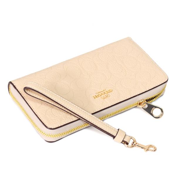 COACH（コーチ） 長財布 ぺブルレザー シグネチャー 型押し リスト