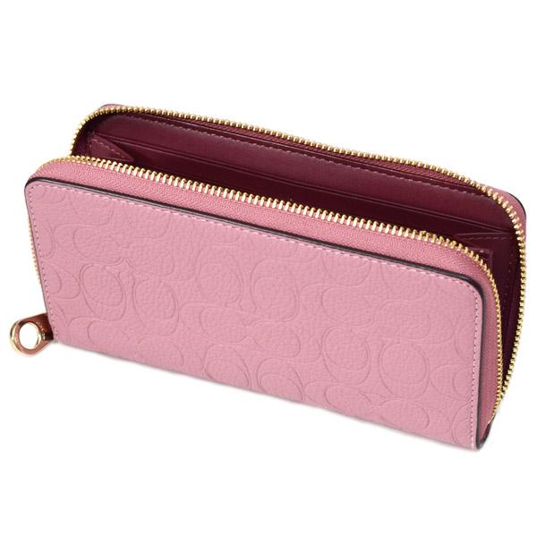 COACH 長財布 ピオニー COACH（コーチ） 長財布 ぺブルレザー シグネチャー 型押し リスト