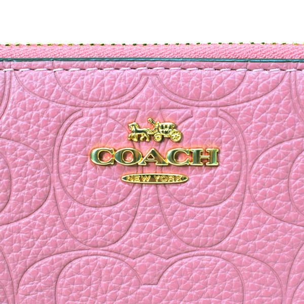 COACH 長財布 ピオニー COACH（コーチ） 長財布 ぺブルレザー シグネチャー 型押し リスト
