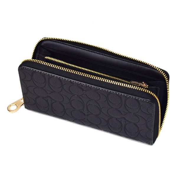 COACH（コーチ） 長財布 ぺブルレザー シグネチャー 型押し リスト