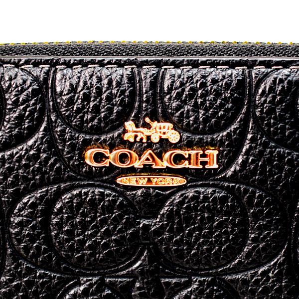 COACH ブラック 長財布 型押しデザイン今なら安くします！ COACH（コーチ） 長財布 ぺブルレザー シグネチャー 型押し リスト