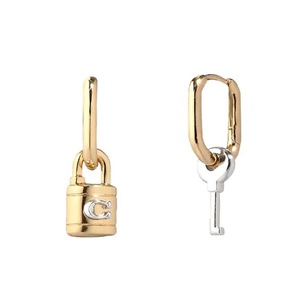 COACH コーチ ピアス プレーテッドブラス ロゴ パッド ロック COACH コーチ ピアス プレーテッドブラス ロゴ パッド ロック