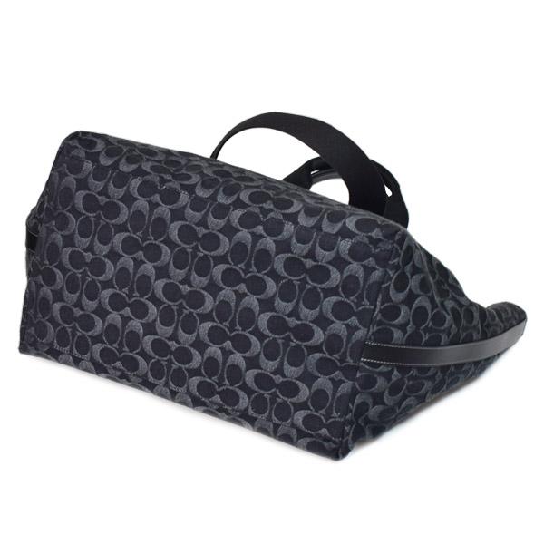 コーチ メンズ バッグ COACH デニム レザー シグネチャー スモール ツアー ダブル ハンドル 2way トートバッグ ハンドバッグ ブラック CDC48の画像