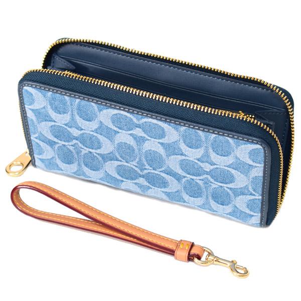 COACH（コーチ） 長財布 デニム レザー シグネチャー ロゴ リスト