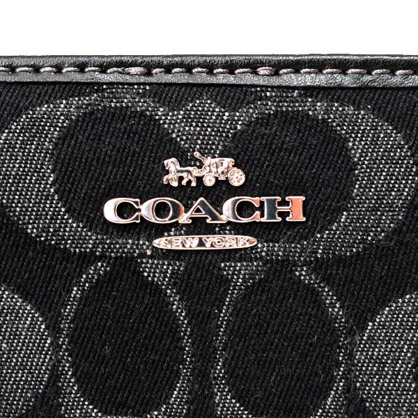 COACH（コーチ） 財布 デニム レザー シグネチャー ロゴ コンパクト