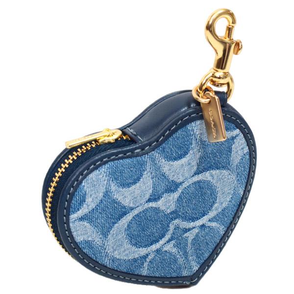 COACH（コーチ） キーホルダー デニム レザー シグネチャー ハート型
