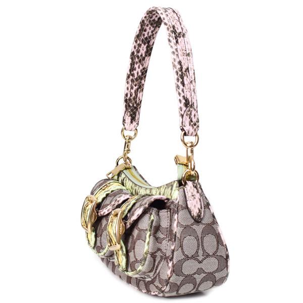 【美品】COACH パイソン柄 ハンドバッグ COACH（コーチ） バッグ パイソン ジャガード レザー シグネチャー