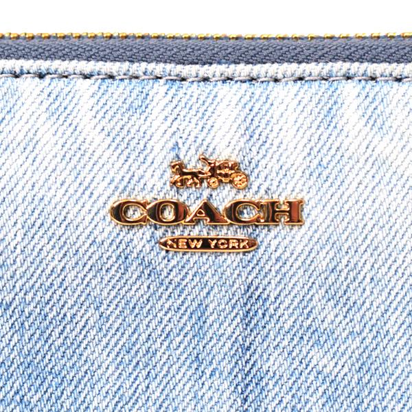 COACH（コーチ） 長財布 デニム レザー ロゴ リストレット ロング