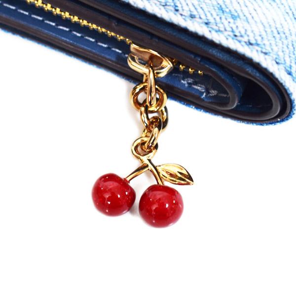 可愛いすぎ☆新品☆COACH☆デニム☆チェリー☆二つ折り財布☆ COACH（コーチ） 財布 デニム さくらんぼ レザー ロゴ チャーム