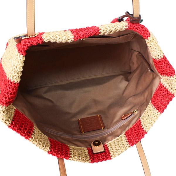 COACH（コーチ） バッグ かごバッグ ストロー レザー ストライプ