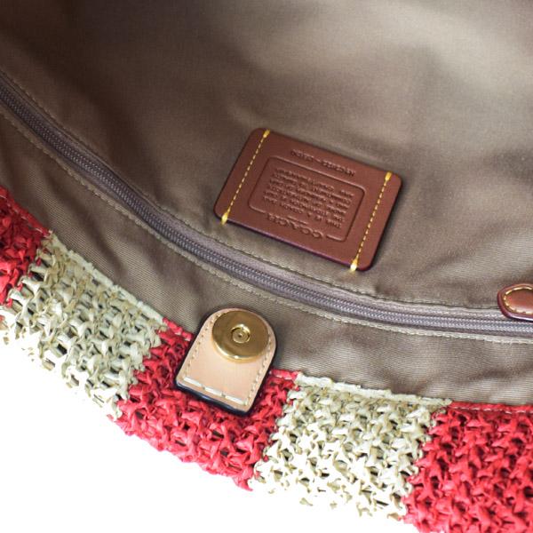 COACH（コーチ） バッグ かごバッグ ストロー レザー ストライプ