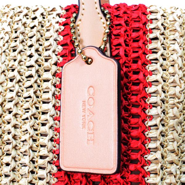 COACH ストライプ柄 ストロー トートバッグ COACH（コーチ） バッグ かごバッグ ストロー レザー ストライプ