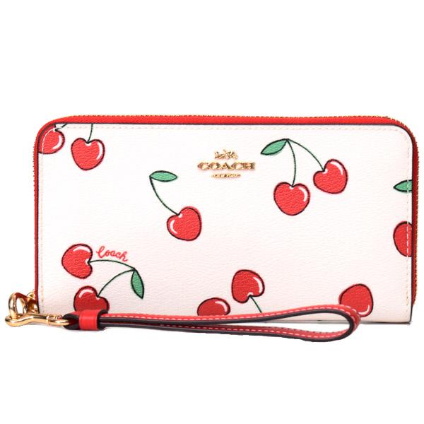COACH（コーチ） 長財布 レザー チェリー さくらんぼ プリント ロゴ