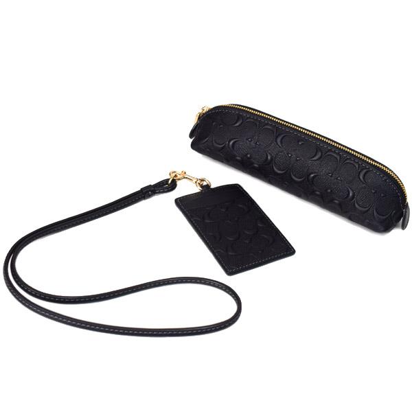 COACH（コーチ） ペンケース エンボスレザー シグネチャー 型押し ペン