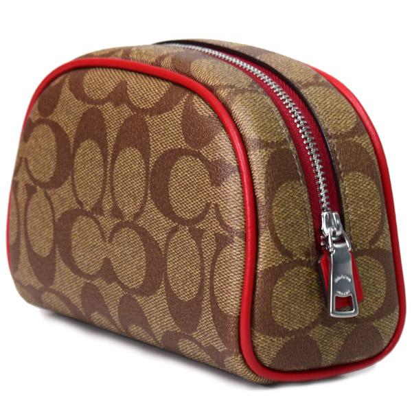 COACH（コーチ） コスメポーチ コーティングキャンバス レザー 