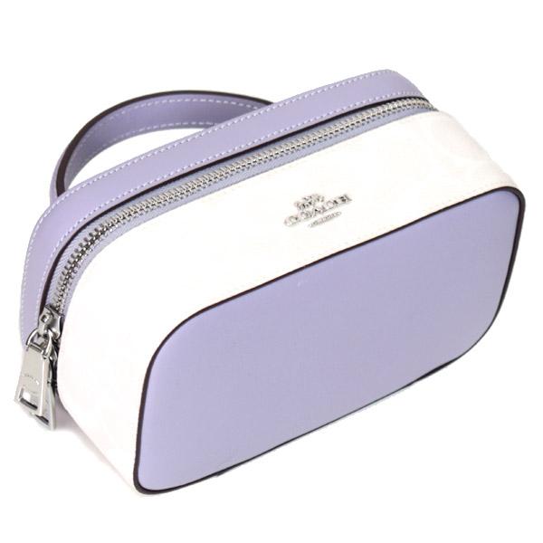 コーチ バッグ COACH コーティングキャンバス レザー シグネチャー トレイン ケース スクエア ボックス クロスボディ 2WAY 斜め掛け ショルダー ハンドバッグ チャーク×ミスト CJ522 COACH（コーチ） バッグ コーティングキャンバス レザー シグネチャー