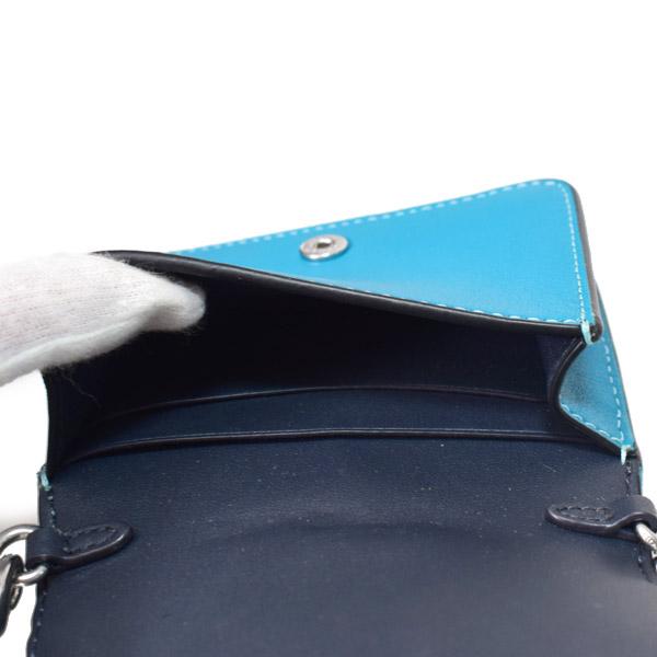 コーチ 財布 COACH レザー キルティング チェーン ミニ ウォレット カードケース カードポーチ 定期入れ 名刺入れ ポーチ ケース ティール CJ528 COACH（コーチ） 財布 レザー キルティング チェーン ミニ ウォレット