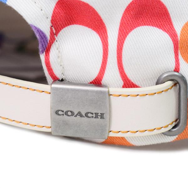 COACH（コーチ） 帽子 コットン レザー シグネチャー レインボー