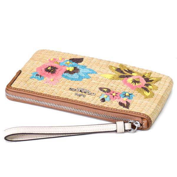 COACH（コーチ） マルチポーチ ストロー レザー 刺〓 フローラル 花柄