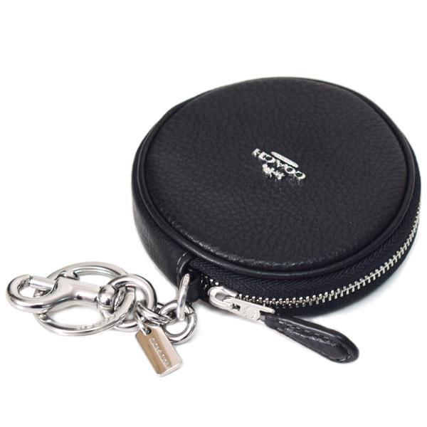 COACH コインケースキーホルダー COACH コーチ コインケース ぺブルレザー サーキュラー コイン