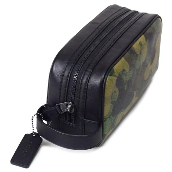 コーチ バッグ COACH メンズ コーティングキャンバス レザー シグネチャー カモフラ 迷彩 ミリタリー ロゴ トラベル キット セカンド クラッチバッグ グリーンマルチ CM034 COACH（コーチ） バッグ メンズ コーティングキャンバス レザー