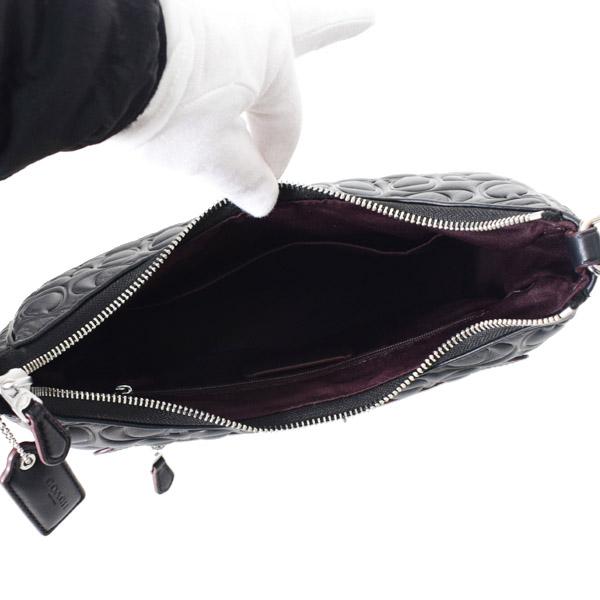 美品 コーチ PVC ショルダーバッグ シグネチャー ロゴ型押し 斜め掛け 黒 COACH コーチ ショルダーバッグ メンズ シグネチャー ロゴ 型