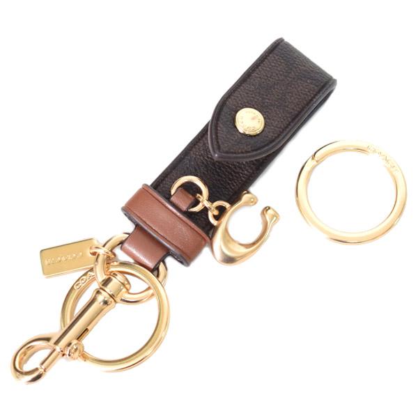 【新品・正規品】COACH キーホルダー ブラウン キャンバス COACH - コーチ キーホルダー シグネチャー キャンバス