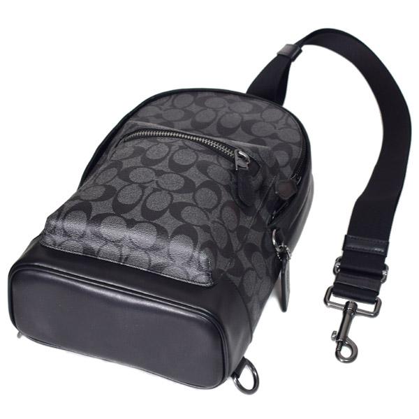コーチ メンズ バッグ COACH コーティングキャンバス レザー シグネチャー ウェスト パック ワンショルダー バックパック ボディーバッグ チャコール×ブラック coach2853 COACH（コーチ） メンズ バッグ コーティングキャンバス レザー