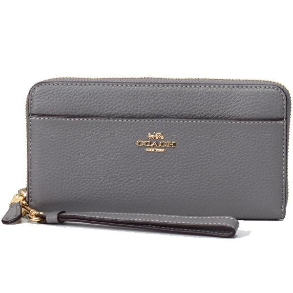 注目ブランド コーチ 長財布 Coach ペブルレザー ロゴ リストレット アコーディオン ジップ アラウンド 長財布 ヘザーグレー Coach6643 人気ブランド Kuljic Com