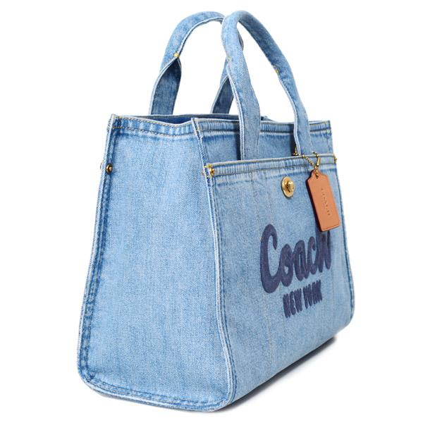 COACH（コーチ） バッグ デニム カーゴ トート レザー 刺〓 ロゴ 2WAY