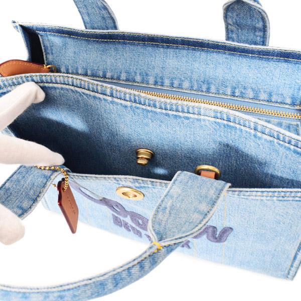 COACH（コーチ） バッグ デニム カーゴ トート レザー 刺〓 ロゴ 2WAY
