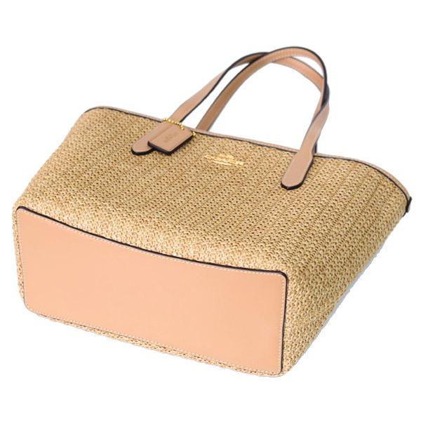 コーチ バッグ COACH ストロー スムースレザー かごバッグ ロゴ ミニ  