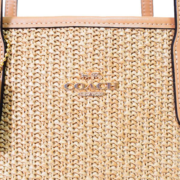COACH（コーチ） バッグ ストロー スムースレザー かごバッグ ロゴ