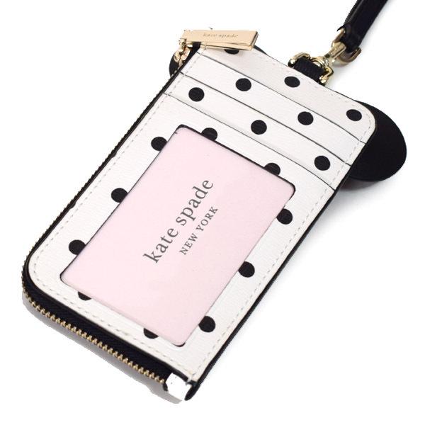 ケイトスペード カードケース katespade PVC ディズニー コラボ ミニーマウス リボン ドット 水玉 ID ランヤード 首かけ コインポーチ ホワイトマルチ K4758｜pike-st｜03