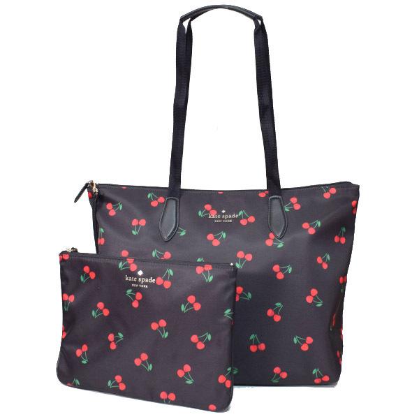 ケイトスペード バッグ ケイトスペードの軽くて丈夫な特殊ナイロン素材でシンプルにデザインされた可愛いトートバッグです K61 ケイトスペード Katespade リトルベター さくらんぼ ロゴ ポーチ付き バッグ ファッション K61 K61 パイクストリート ブラックマルチ