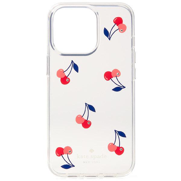 ケイトスペード iphoneケース katespade レジン チェリー さくらんぼ ビジュー ラインストーン ロゴ iPhone13 PRO 専用 スマホケース カバー クリア K6437