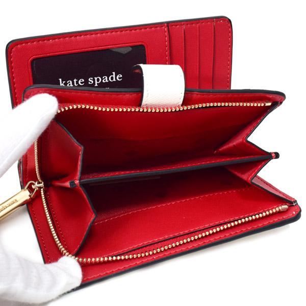 ケイトスペード 財布 katespade レザー ステイシー てんとう虫 ロゴ ミディアム ウォレット 二つ折り コンパクト財布 クリームマルチ  KB492