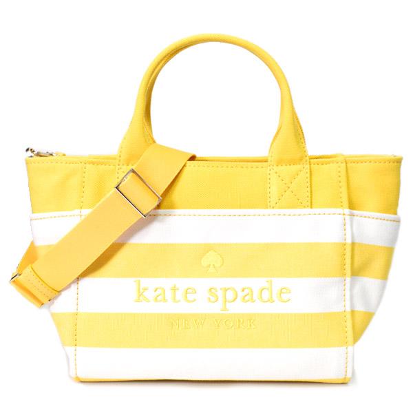 【美品】ケイトスペード キャンバス スモール トート ボーダー 2way kate spade NEW YORK ケイトスペード バッグ katespade