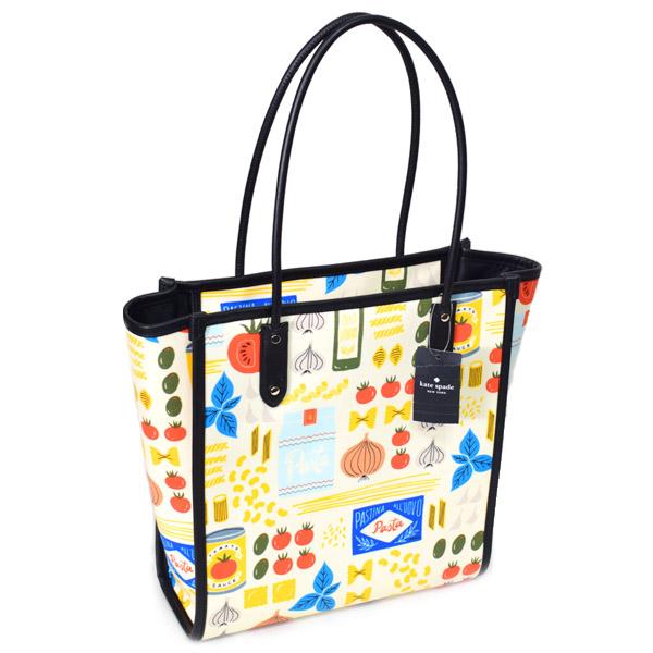 ケイトスペード バッグ katespade キャンバス レザー マンジャ ベジタブル プリント ノース サウス ロゴ トート バッグ マルチ KC453 kate spade NEW YORK（ケイト・スペード ニューヨーク） ケイト