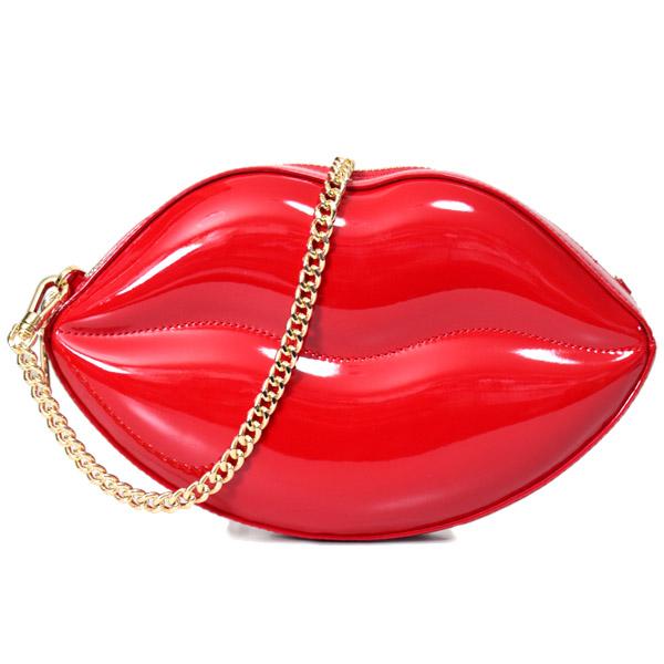 ケイトスペード バッグ katespade パテントレザー 3D リップ ムワー チェーン クラッチ 2way 斜めがけ ショルダーバッグ キャンディードチェリー KF514 kate spade NEW YORK（ケイト・スペード ニューヨーク） ケイト