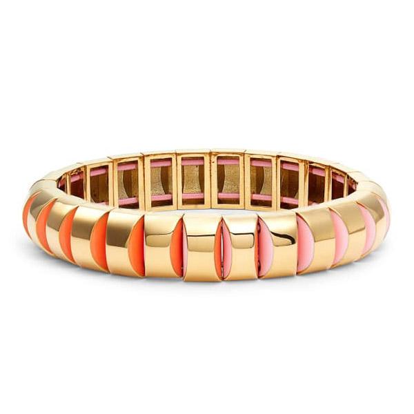 注目ショップ ブランドのギフト レトロポップなムードをプラスした伸縮性のあるブレスレット ケイトスペード Wbruh406 ピンクマルチ ブレスレット ストレッチ スモール スカラップ スライス プラスチック プレーテッドメタルジンク Katespade バングル レディース