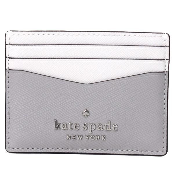 ケイトスペード カードケース katespade サフィアーノレザー ステイシー カラーブロック ロゴ スモール スリム カードホルダー 名刺入れ 定期入れ パスケース ニムバスグレー WLR00125 kate spade NEW YORK（ケイト・スペード ニューヨーク） ケイト