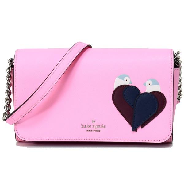 ケイトスペード バッグ katespade サフィアーノレザー ラブ バード 鳥 スモール フラップ 2way クラッチ ウォレット ショルダーバッグ ネオンピオニー WLRU5965